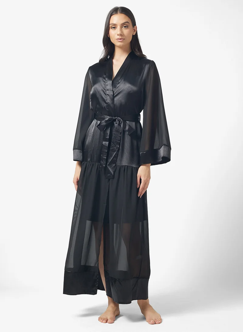 ELLA Robe With Sheer Hem