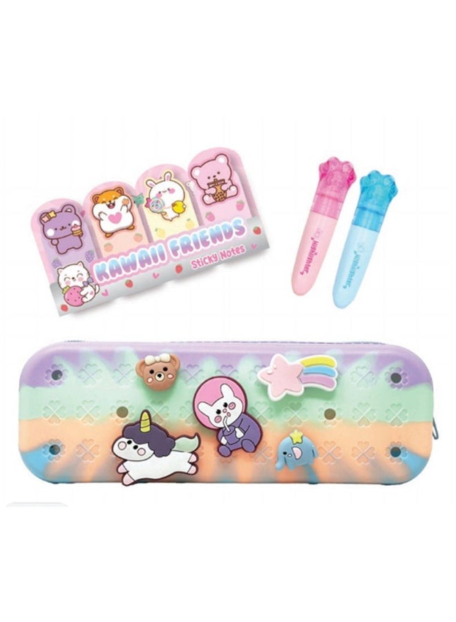 Hot Focus Kawaii Friends Charm Pencil Case Set - Image 2
