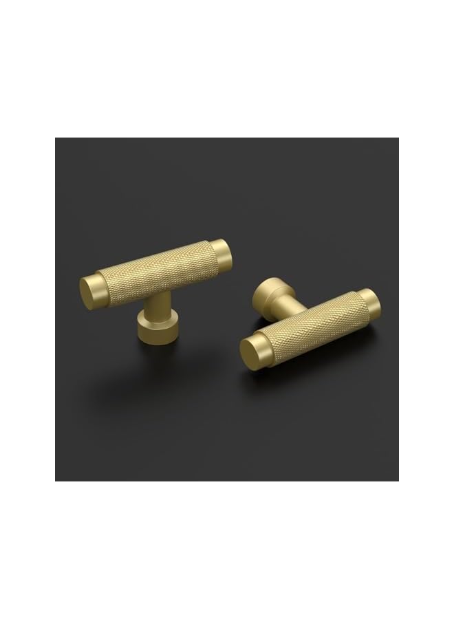 S-TOP 10 Pack Brushed Gold Knurled Cabinet Knobs, Kitchen Cabinet Pulls for Drawer, Cupboard and Wardrobe - Image 2