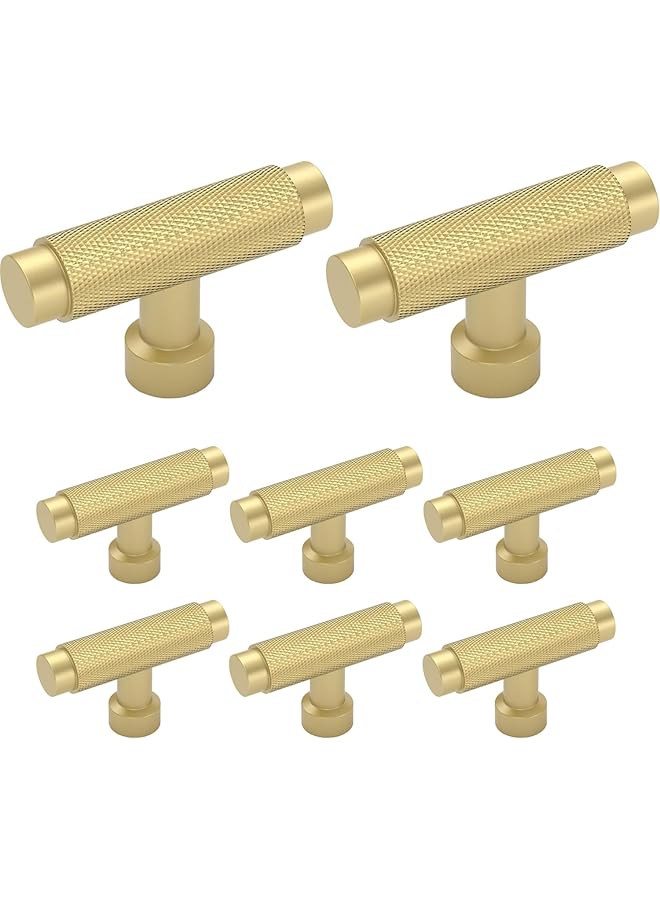 S-TOP 10 Pack Brushed Gold Knurled Cabinet Knobs, Kitchen Cabinet Pulls for Drawer, Cupboard and Wardrobe - Image 1