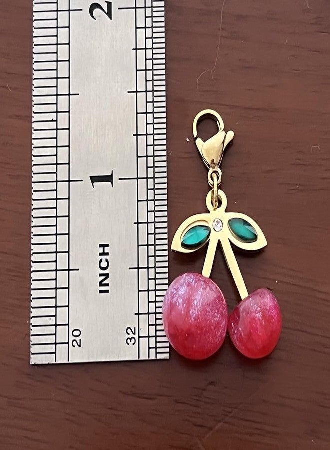 AMOBESTER Cherry Clip on Charms Stainless Steel Cherry Charm with Lobster Clasp for Zipper Pull DIY Necklace Bracelet - Image 2