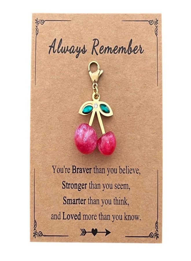 AMOBESTER Cherry Clip on Charms Stainless Steel Cherry Charm with Lobster Clasp for Zipper Pull DIY Necklace Bracelet - Image 1