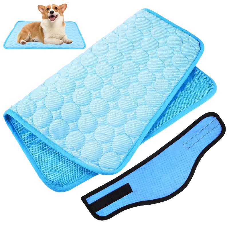 Dog Cooling Bandana Neck Wrap Cooler with Ice Silk Mat Cooling Blanket for Small Medium Dogs - Image 1