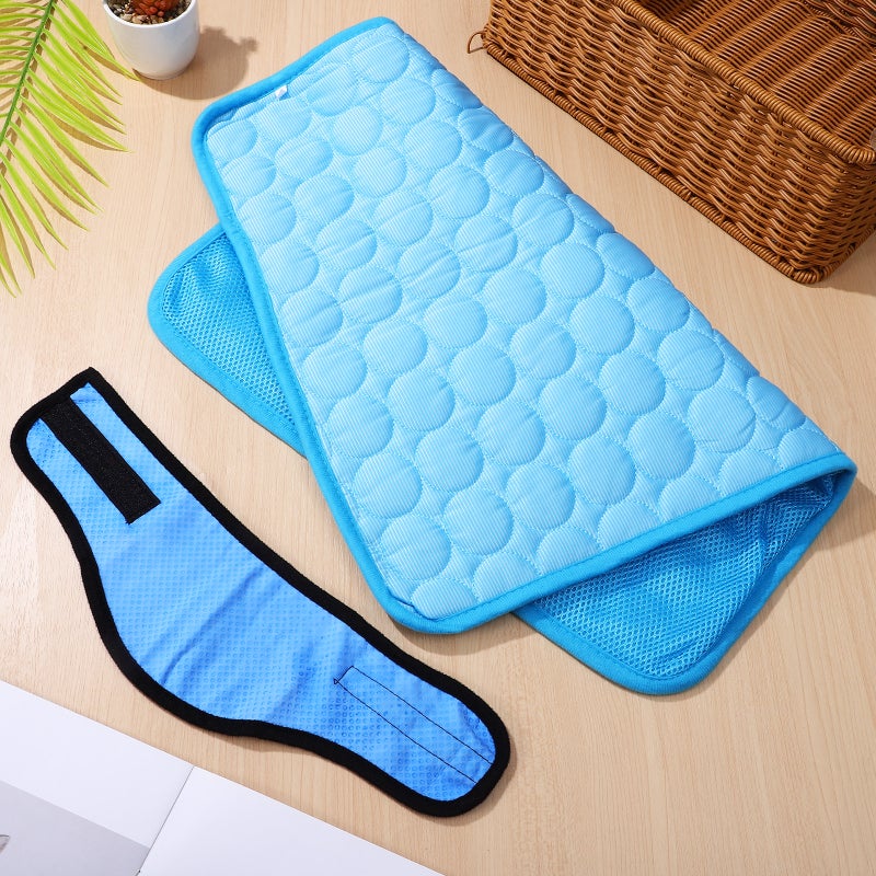 Dog Cooling Bandana Neck Wrap Cooler with Ice Silk Mat Cooling Blanket for Small Medium Dogs - Image 2