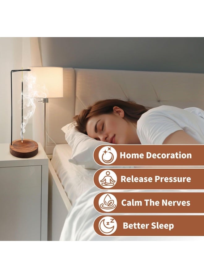 سيوسي Wooden Incense Holders, Backflow Incense Holder, Upside Down Burner with Integrated 9-Hole Brass Base for Relaxation Spaces, Creating Zen Atmosphere in Meditation, Spa, and Living Room Decor - Image 4