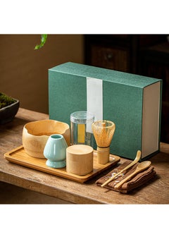XiuWoo Matcha Whisk Set, 8-Piece Japanese Matcha Tea Set, Matcha Bowl, Bamboo Matcha Whisk, Scoop, Matcha Whisk Holder, Tea Powder Can, Bamboo Tray, Handmade Matcha Ceremony Kit  - Image 1