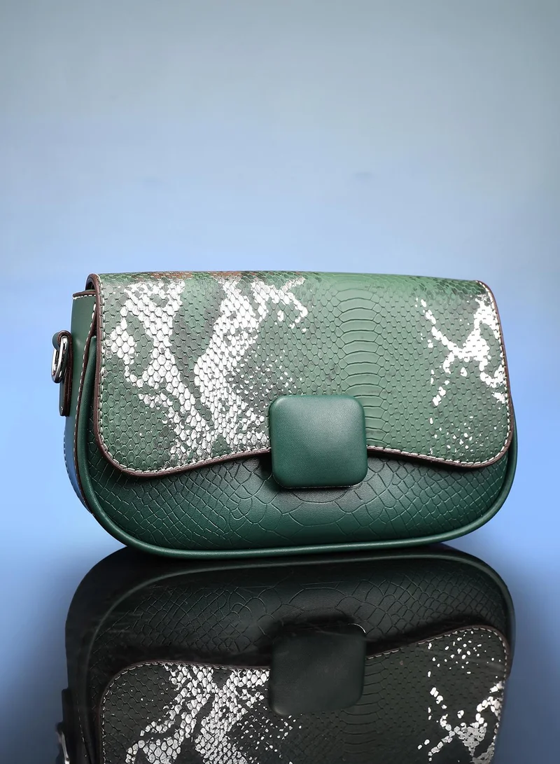 Haute Sauce Snake Print Flap Handbag
