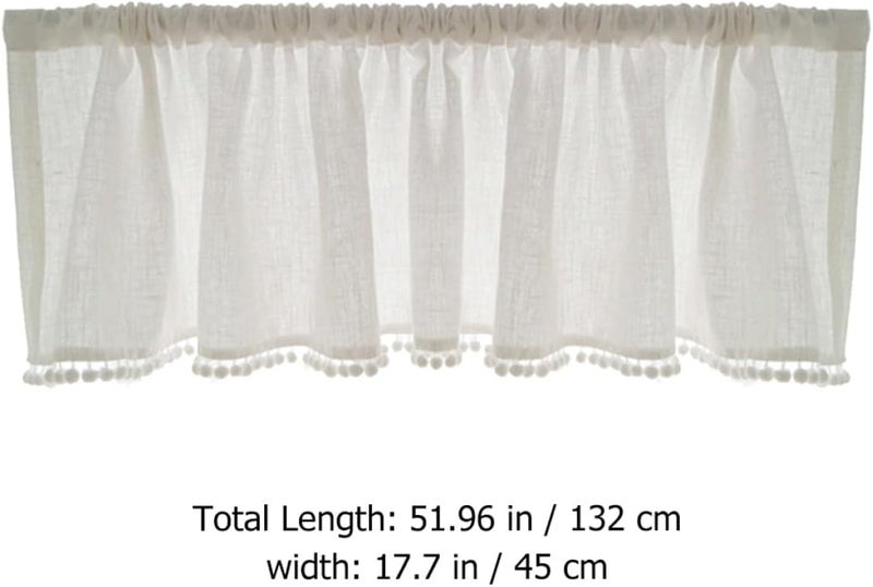 Ethnic Style Living Room Window Curtain Panel 132x45cm Cotton Ball Short Drapes Decorative Valance for Home Window Treatment - Image 2