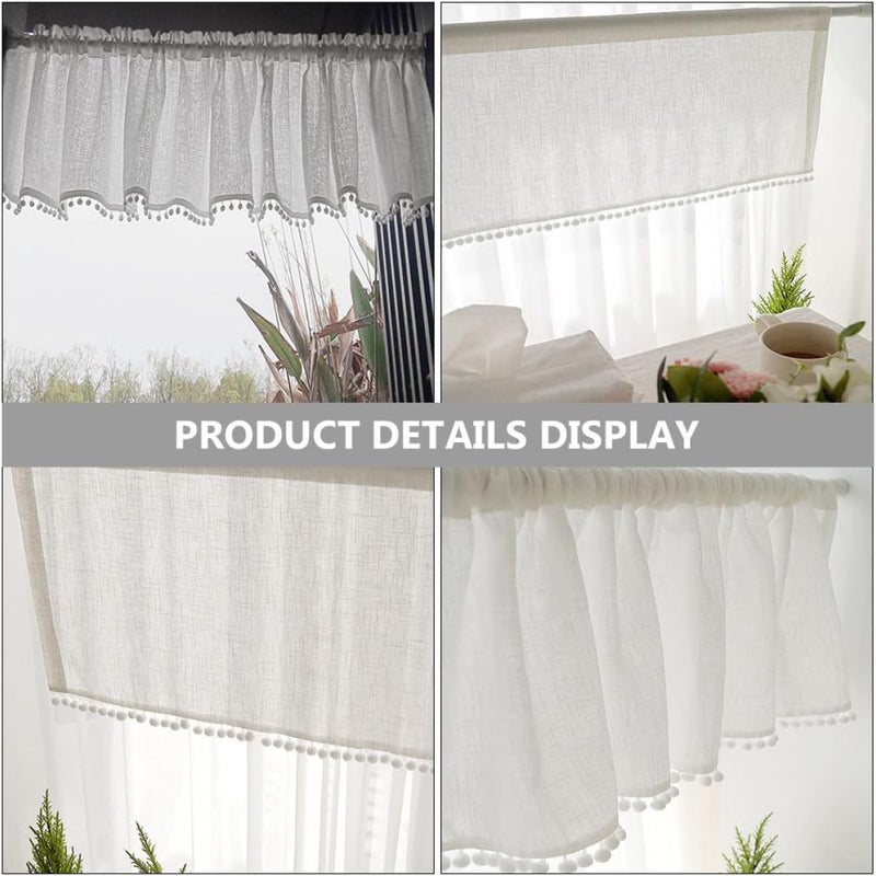 Ethnic Style Living Room Window Curtain Panel 132x45cm Cotton Ball Short Drapes Decorative Valance for Home Window Treatment - Image 4