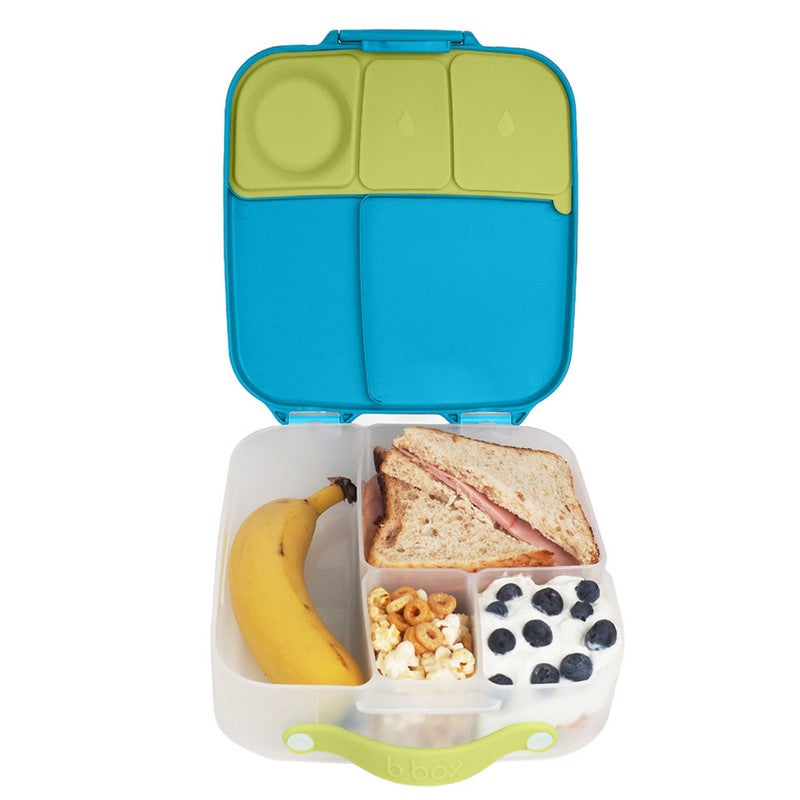 B.Box Whole Foods Lunch Box for Kids | Large Leakproof Compartments | 67.6 fl oz Capacity | Whole Fruit Holder | BPA Free | Easy Open Design-Ocean Breeze - Image 1