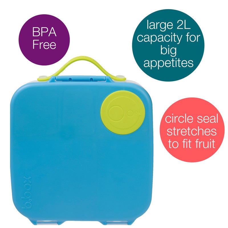 B.Box Whole Foods Lunch Box for Kids | Large Leakproof Compartments | 67.6 fl oz Capacity | Whole Fruit Holder | BPA Free | Easy Open Design-Ocean Breeze - Image 2