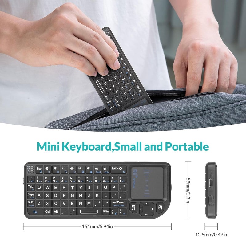 Rii Mini Keyboard with Touchpad,Bluetooth Keyboard Backlit,Handheld Wireless Keyboard for Smart TV,Android TV Box,Fire TV Stick,HTPC,Projector,PC,Smartphone,Office,Home - Image 5