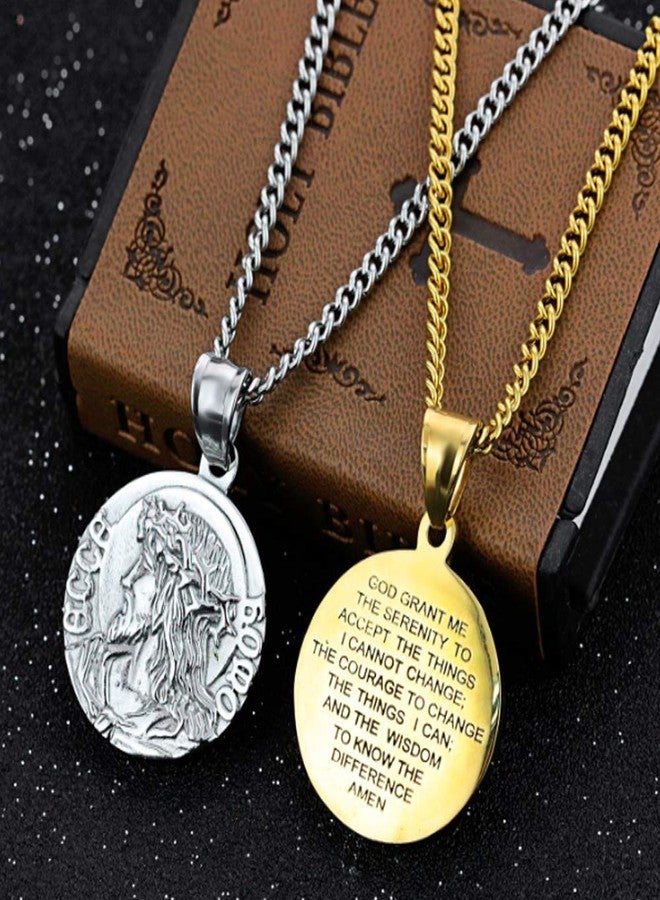 XRDSS Christian Jesus Christ Face Pendant Necklace Stainless Steel Medallion Necklace Gold - Image 4