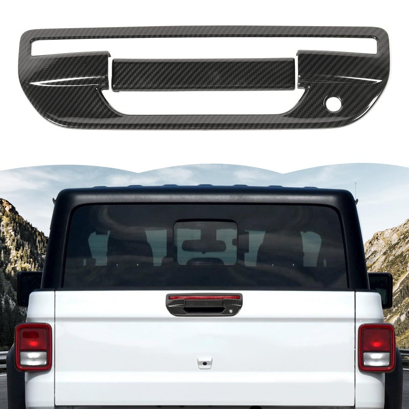 RT-TCZ RTTCZ Tailgate Handle Cover Rear Door Handle Cover Trim Decoration Exterior Accessories for Jeep Gladiator JT 20182024 Black Carbon Fiber - Image 2