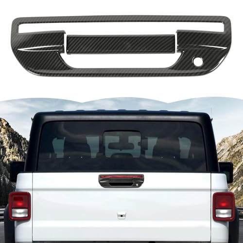 RT-TCZ RTTCZ Tailgate Handle Cover Rear Door Handle Cover Trim Decoration Exterior Accessories for Jeep Gladiator JT 20182024 Black Carbon Fiber - Image 1