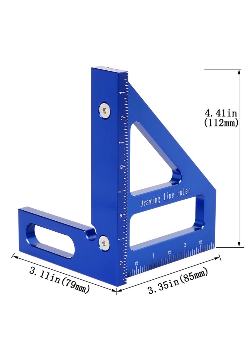 Bukela - Imperial 3D Multi-Angle Measuring Ruler,45/90 Degree Aluminum Alloy Woodworking Square Protractor, Miter Triangle Ruler High Precision Layout Measuring Tool for Engineer Carpenter - Image 1