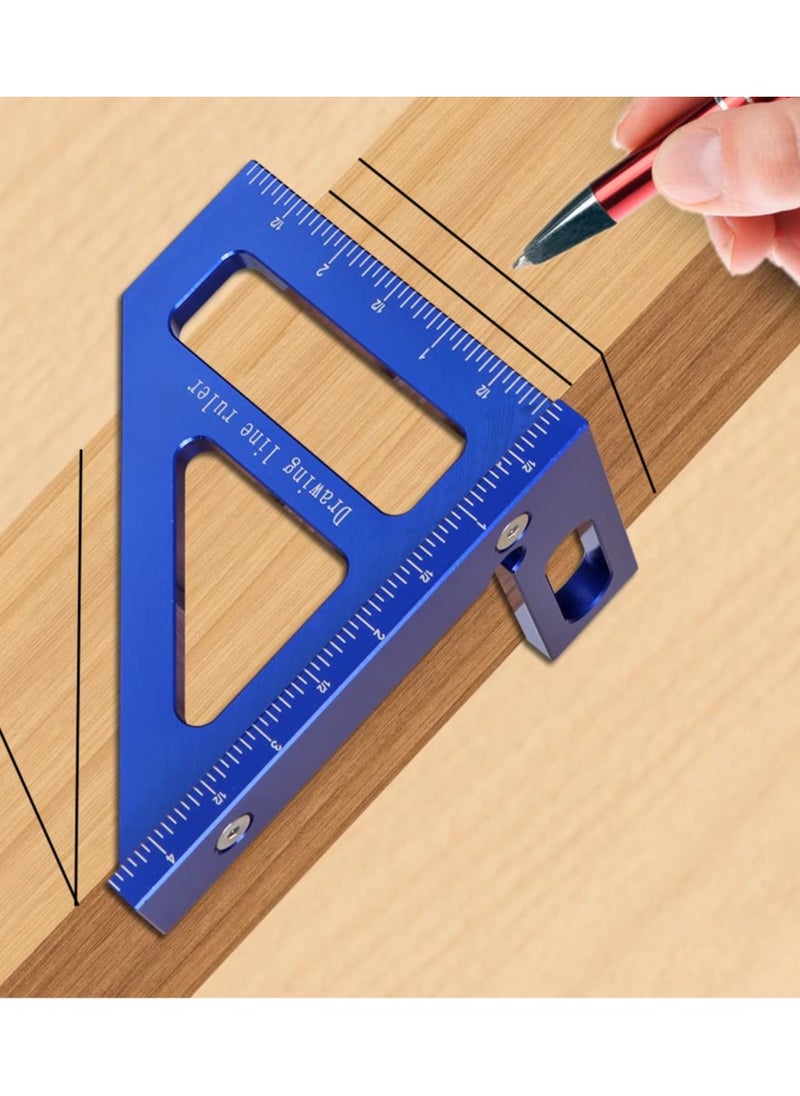 Bukela - Imperial 3D Multi-Angle Measuring Ruler,45/90 Degree Aluminum Alloy Woodworking Square Protractor, Miter Triangle Ruler High Precision Layout Measuring Tool for Engineer Carpenter - Image 1