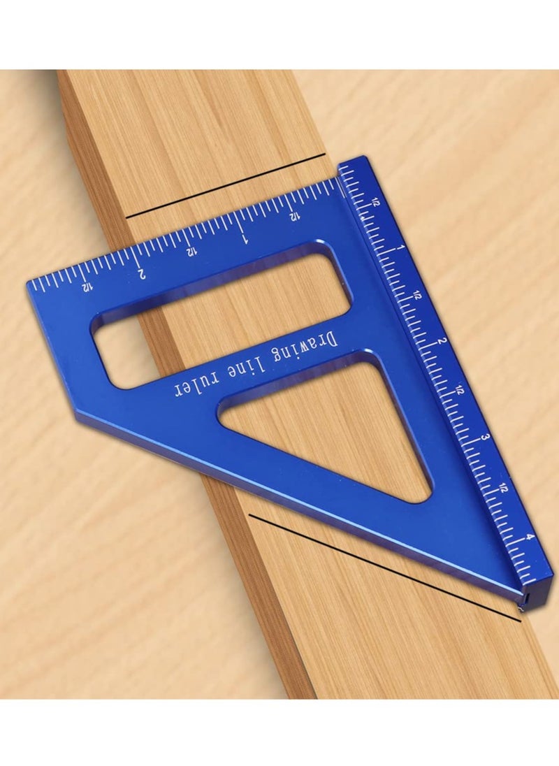 Bukela - Imperial 3D Multi-Angle Measuring Ruler,45/90 Degree Aluminum Alloy Woodworking Square Protractor, Miter Triangle Ruler High Precision Layout Measuring Tool for Engineer Carpenter - Image 1