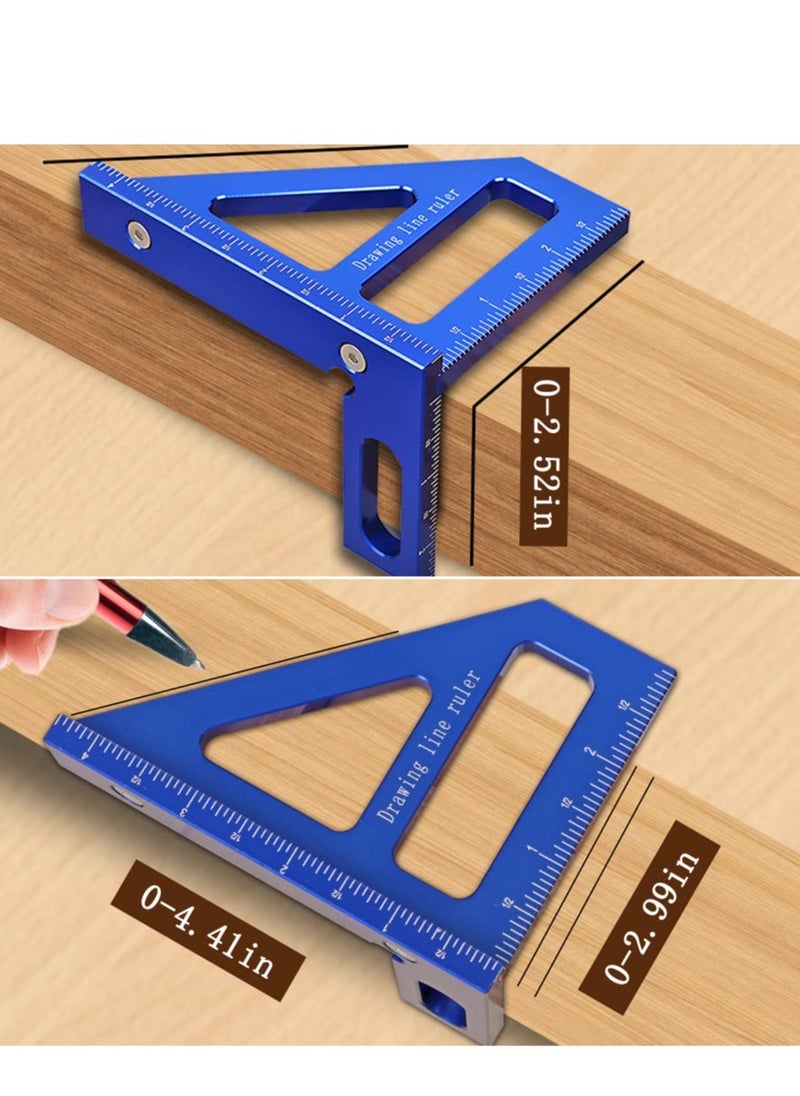 Bukela - Imperial 3D Multi-Angle Measuring Ruler,45/90 Degree Aluminum Alloy Woodworking Square Protractor, Miter Triangle Ruler High Precision Layout Measuring Tool for Engineer Carpenter - Image 1