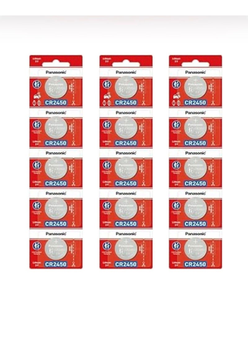 15-Pieces Panasonic CR2450 Lithium 3V Indonesia Batteries