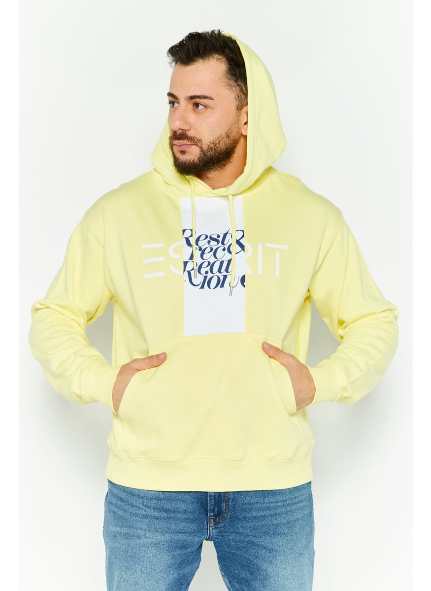 ESPRIT Men Hooded Long Sleeves Graphic Print Sweatshirt, Yellow  - Image 1