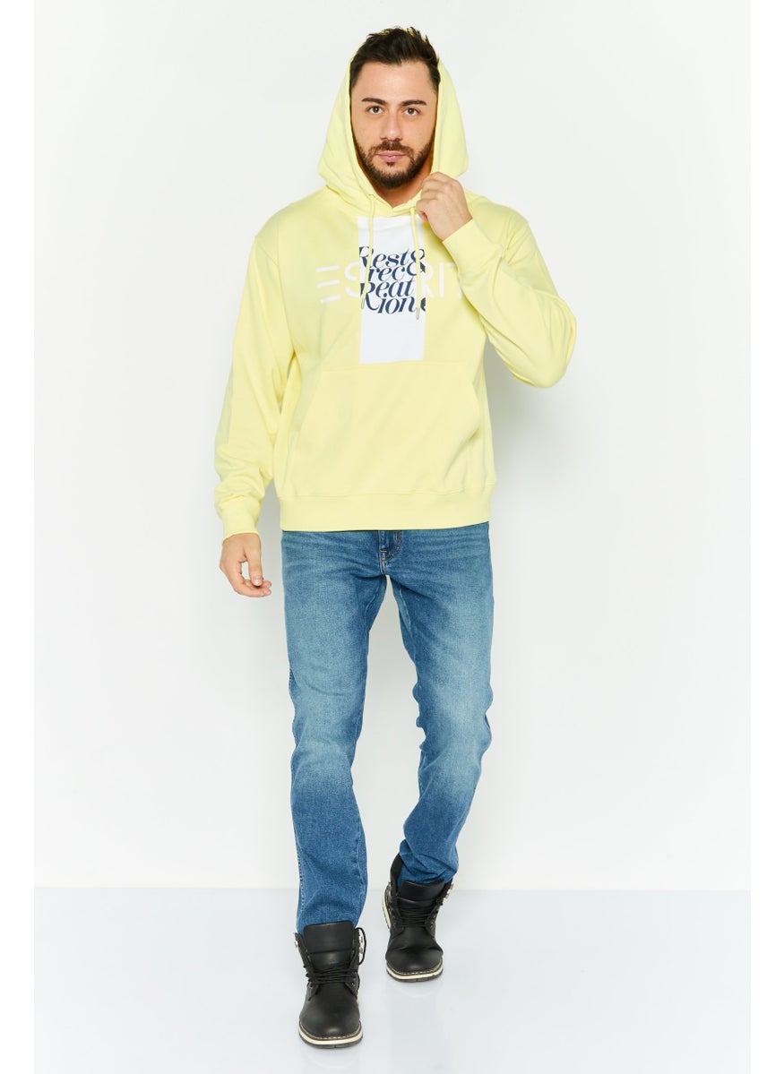 ESPRIT Men Hooded Long Sleeves Graphic Print Sweatshirt, Yellow  - Image 2