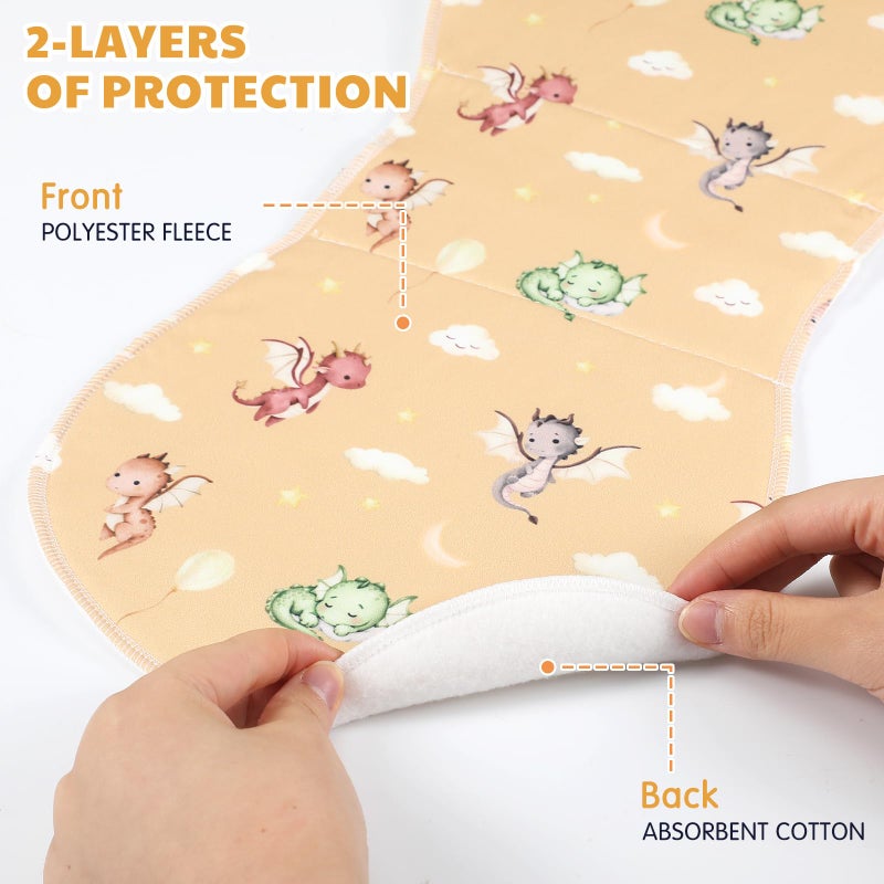 SmoothNovelty 5 Pack Watercolor Dragon Pattern Baby Burp Cloths Soft Absorbent Burping Rags for Newborns 19"x9" Spit up Cloths for Boy Girl Newborn Baby Shower Registry Gifts Set Nursery Decor - Image 3