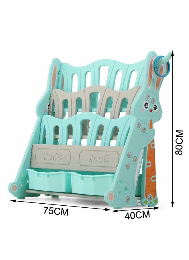 JSAITOYS - Rabbit Theme Environmental Protection Bookshelf Plastic Material 4 Layers Baby - Image 1