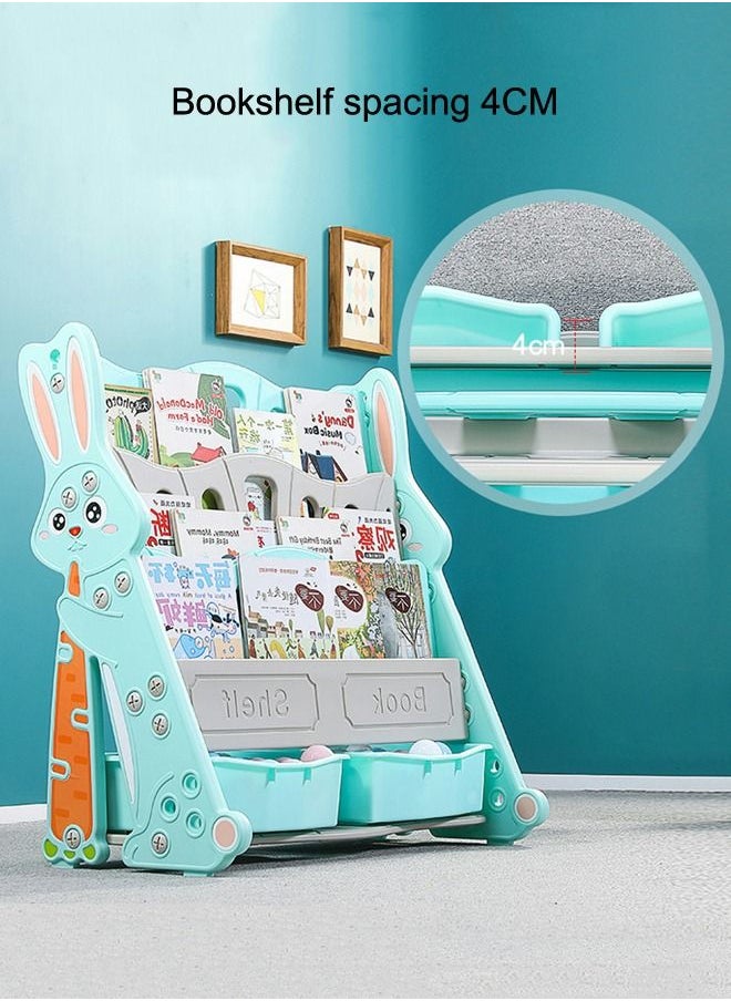 JSAITOYS - Rabbit Theme Environmental Protection Bookshelf Plastic Material 4 Layers Baby - Image 1