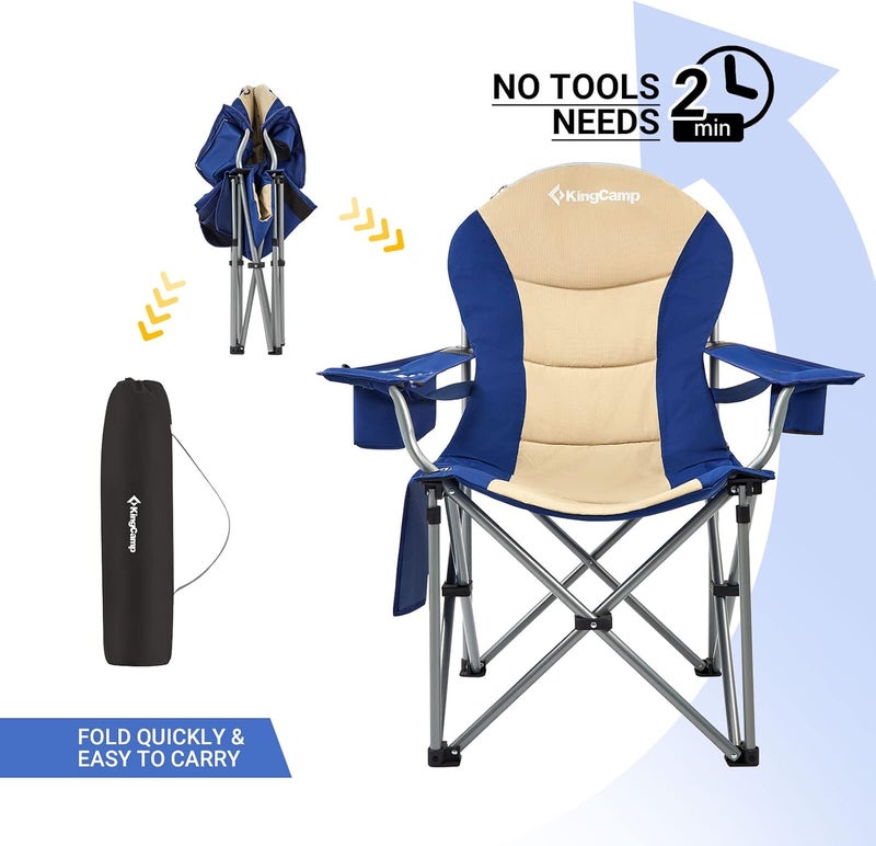 KingCamp KC2008 USCK Camping Chair, Oversized, 2 Pack-Navy/Beige - Image 5