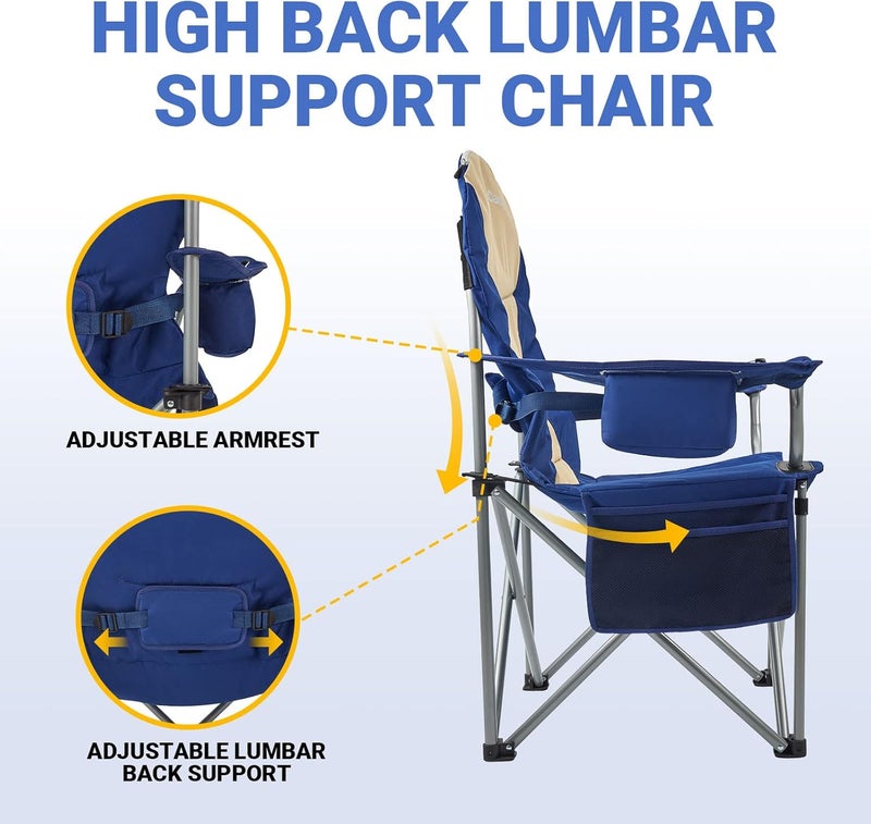 KingCamp KC2008 USCK Camping Chair, Oversized, 2 Pack-Navy/Beige - Image 3