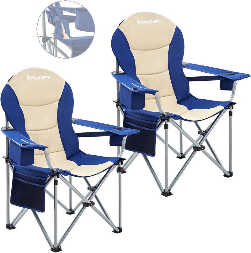 KingCamp KC2008 USCK Camping Chair, Oversized, 2 Pack-Navy/Beige - Image 1