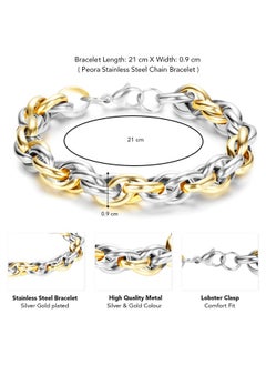 PEORA Peora Gold Silver Plated Stainless Steel Metal Openable Bracelet Stylish Jewellery Gift for Men & Boys  - Image 3