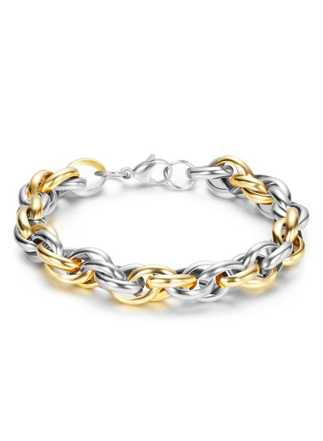 Peora Gold Silver Plated Stainless Steel Metal Openable Bracelet Stylish Jewellery Gift for Men & Boys - Image 1
