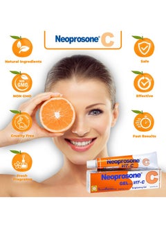 Neoprosone NEOPROSONE, Vitamin C Gel - 1 Fl oz / 30 ml - Brightening Gel Cream for Neck, Face, Body, Armpit, Hands - For Women and Men, with Alpha Arbutin  - Image 4
