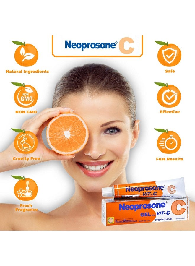 Neoprosone NEOPROSONE, Vitamin C Gel - 1 Fl oz / 30 ml - Brightening Gel Cream for Neck, Face, Body, Armpit, Hands - For Women and Men, with Alpha Arbutin - Image 4