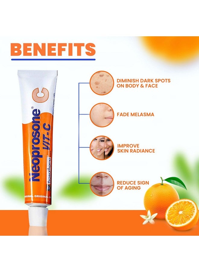 Neoprosone NEOPROSONE, Vitamin C Gel - 1 Fl oz / 30 ml - Brightening Gel Cream for Neck, Face, Body, Armpit, Hands - For Women and Men, with Alpha Arbutin - Image 5