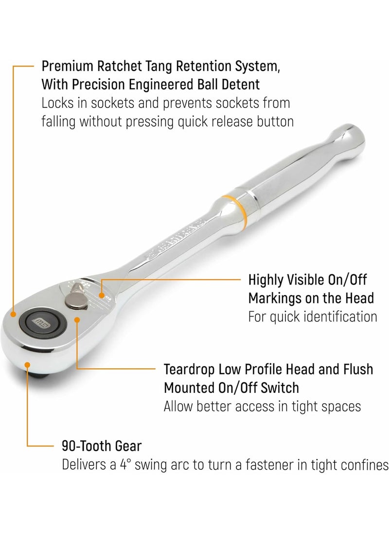 GearWrench GEARWRENCH 38 Drive 90Tooth Quick Release Teardrop Ratchet  81218T  - Image 2