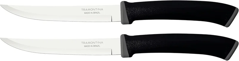 ترامونتينا Felice 2-Piece Plain Edge Steak Knives Set, Black