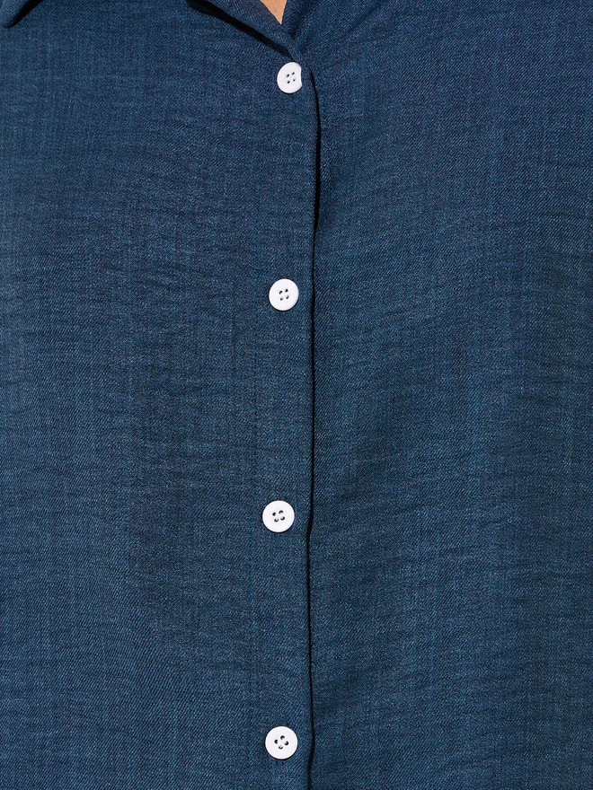 Take Two Take Two Textured Long Sleeves Spread Collar Shirt