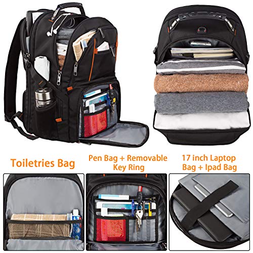 LTINVECK Travel Backpacks for Men Women,Extra Large College School Laptop Bookbags with USB Charging Port,RFID TSA Friendly Water Resistant Business Computer Bag with Luggage Sleeve Fit 17.3''Laptop 45L,Orange - Image 4