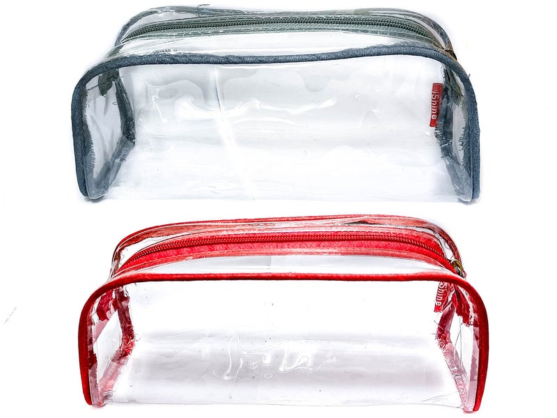 iShine Multipurpose Travel Morning Zipper Pouch for Men and Women(Transparent, Clear) - Medium (Pack of 2, Assorted) - Image 1