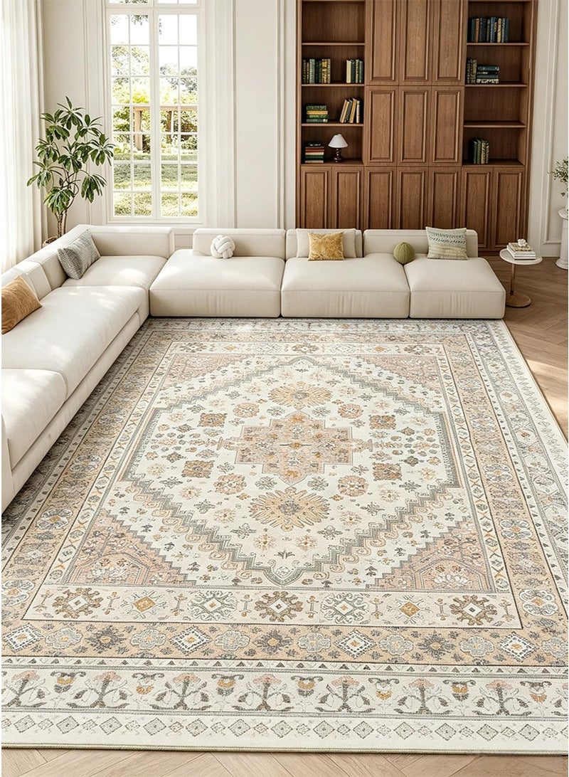VUCATIN 200x300cm Persian Ethnic Style Living Room Rug, Vintage Bohemian Bedside Carpet for Bedroom, Faux Wool Non-Slip Sofa Coffee Table Mat, Large Area Floor Carpet for Home - Image 1
