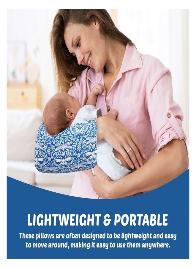 ZIKKU Arm Feeding Pillow for New Born Baby Washable, 100% Cotton Soft and Comfort Perfect for Breastfeeding & Breathable Fabric for Baby and Mom, Lightweight Feeding Pillow Floral Pattern (Blue) - Image 3