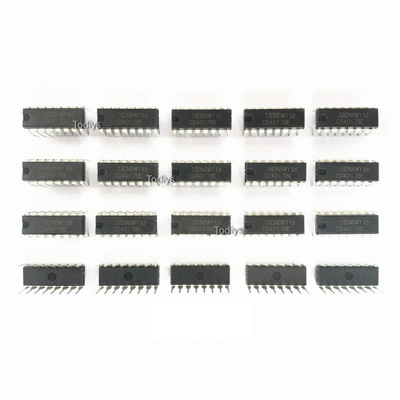 Todiys New 20Pcs for CD4017 CD4017B HCF4017BE HEF4017BP TC4017BP DIP-16 CMOS Decade Counter with 10 Decoded Outputs IC Chip CD4017BE - Image 2