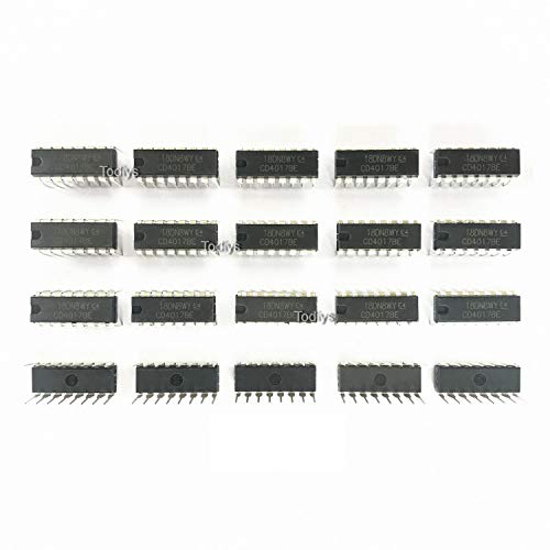Todiys New 20Pcs for CD4017 CD4017B HCF4017BE HEF4017BP TC4017BP DIP-16 CMOS Decade Counter with 10 Decoded Outputs IC Chip CD4017BE - Image 1