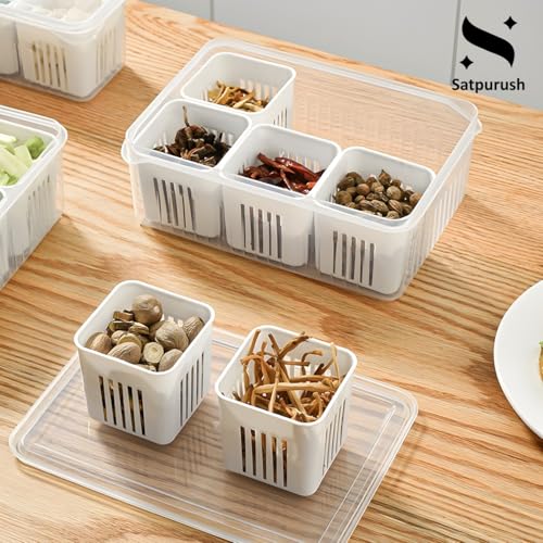 Satpurush Fridge Storage Boxes Pack of 2 | Divided Refrigerator Organizer Containers | BPA Free Plastic Vegetable & Food Storage Box for Daily Kitchen Use - Image 5