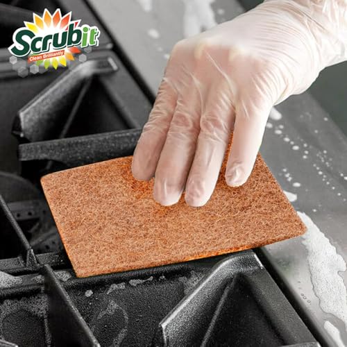 SCRUBIT 50 Pack Natural Scouring Pads - Heavy Duty Scrubbing Pads for Dishes - Non-Scratch - Reusable - Natural, Eco-Friendly, Biodegradable Sisal Brown Sponges for Dishes, Compostable - Image 4