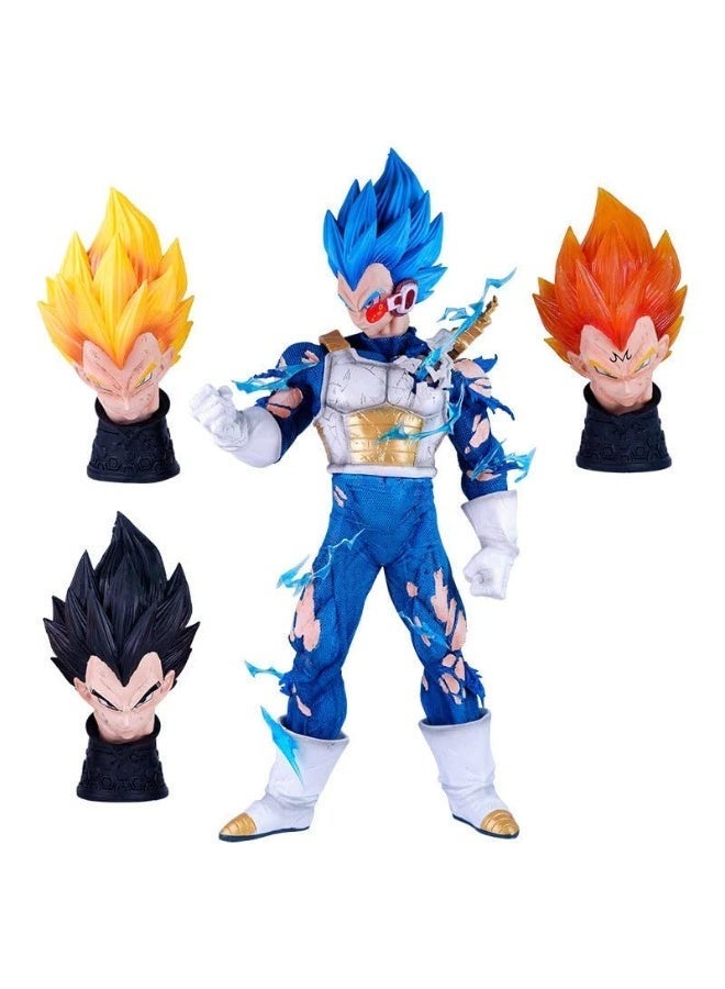 KENMA Vegeta with 4 Interchangable Heads Battle Mode Action Figure PVC Anime Figurine Multicolour Collectible Model rag - 45 CM - Image 1