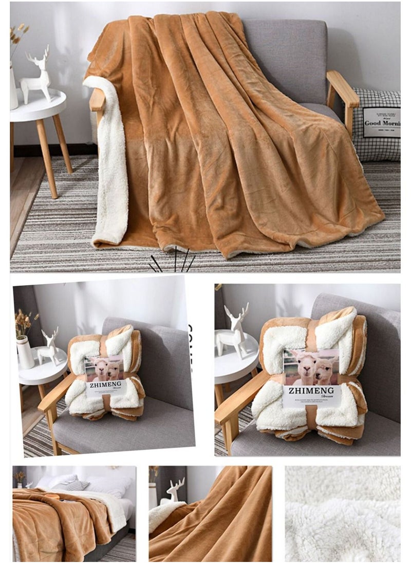 Soft Flannel Sherpa King Size Blanket Gold 90x100 cm